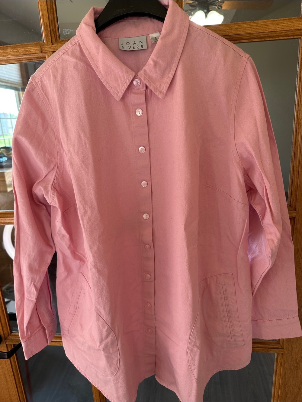 Joan Rivers Soft Pink Casual Button-Down Shirt